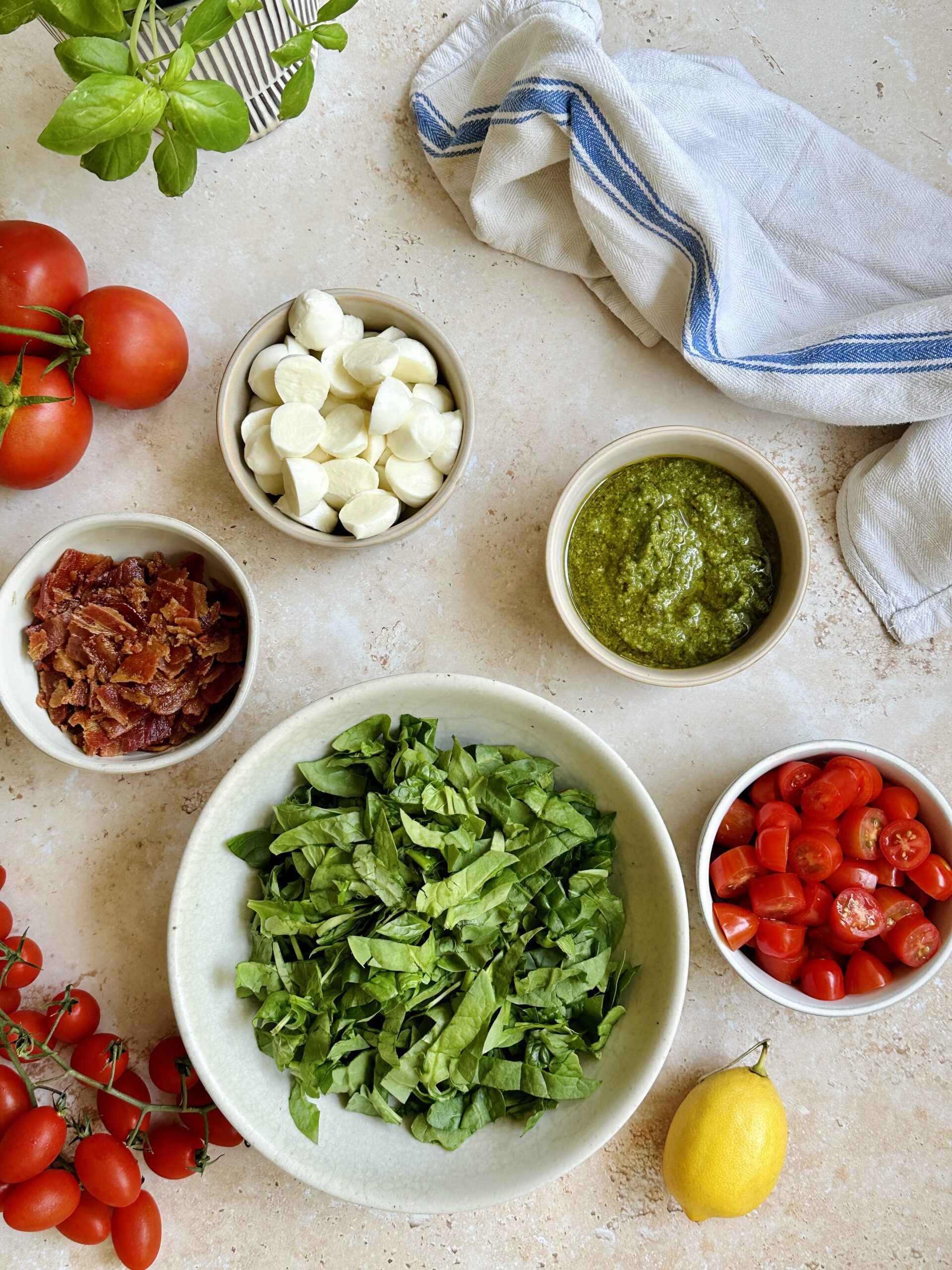 prep for the blt pesto orzo bowl