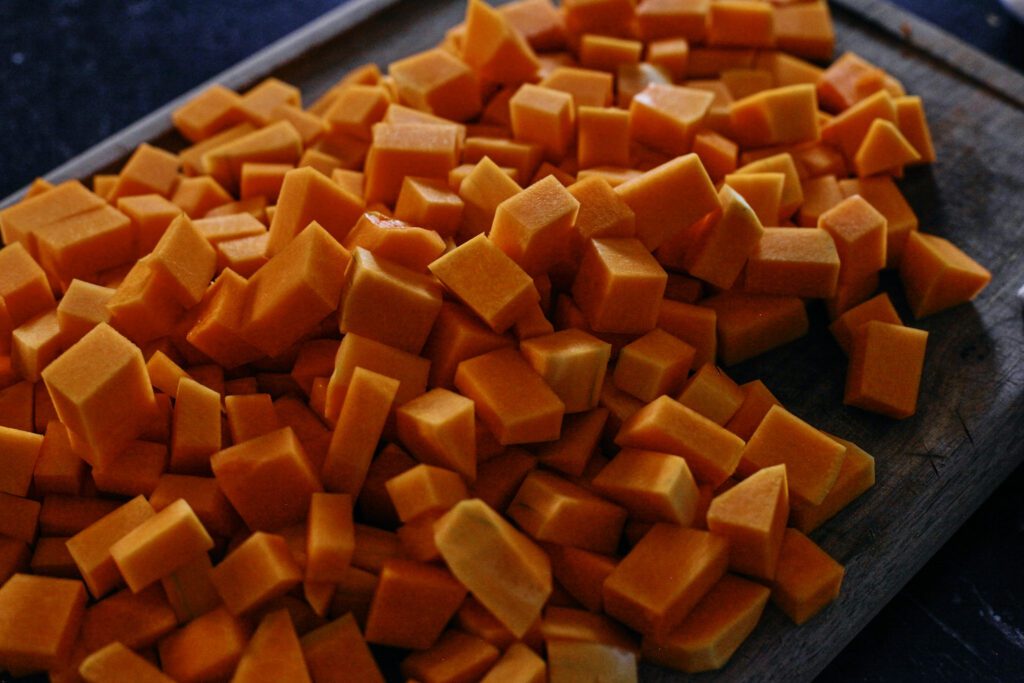 chopped up butternut squash