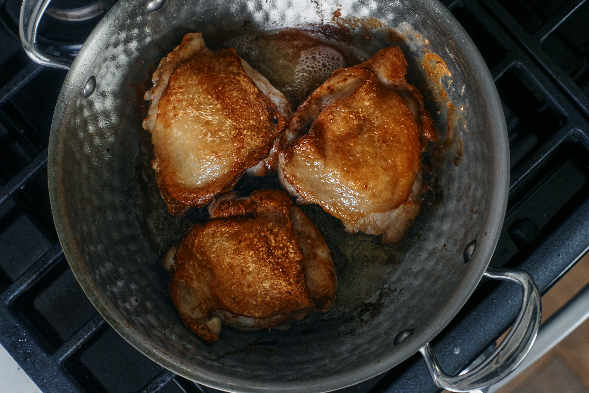Creamy Boursin Chicken 4 browned crispy chicken thighs