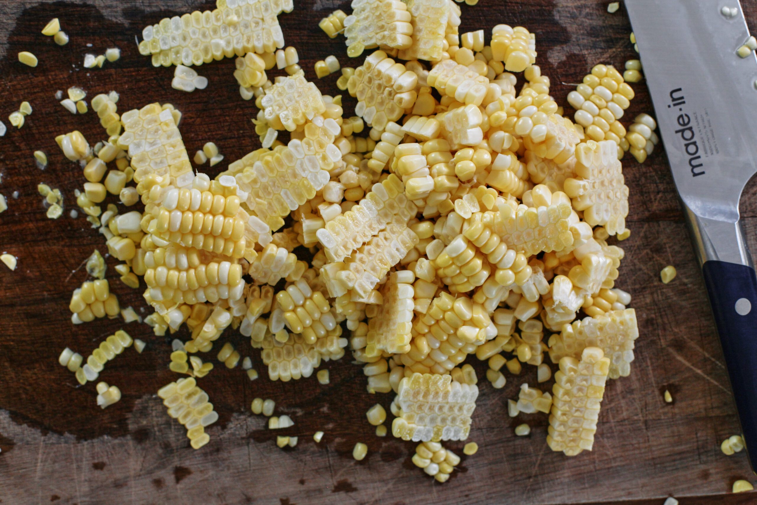 roasted corn, bacon, and broccoli salad fresh corn, sliced from the ear