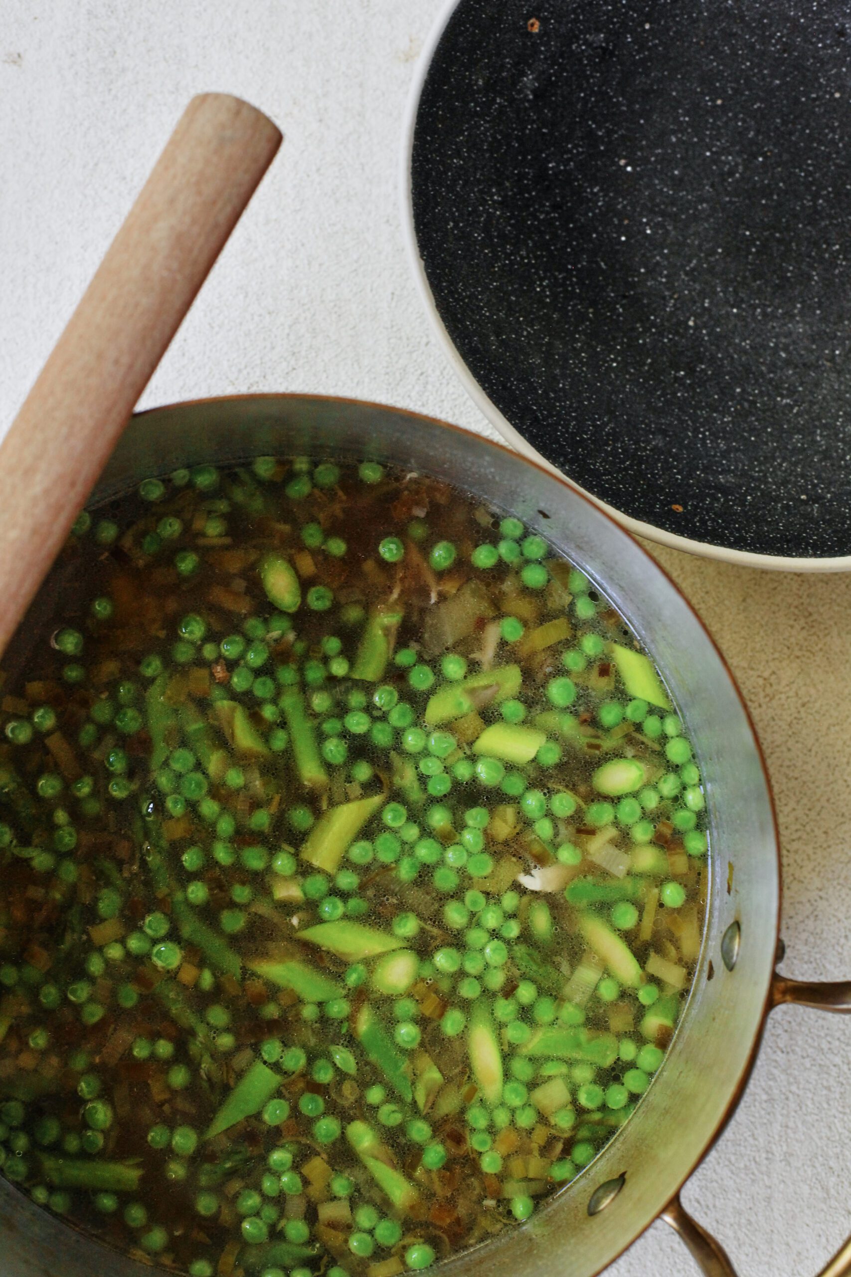 spring ginger chicken broth with greens
