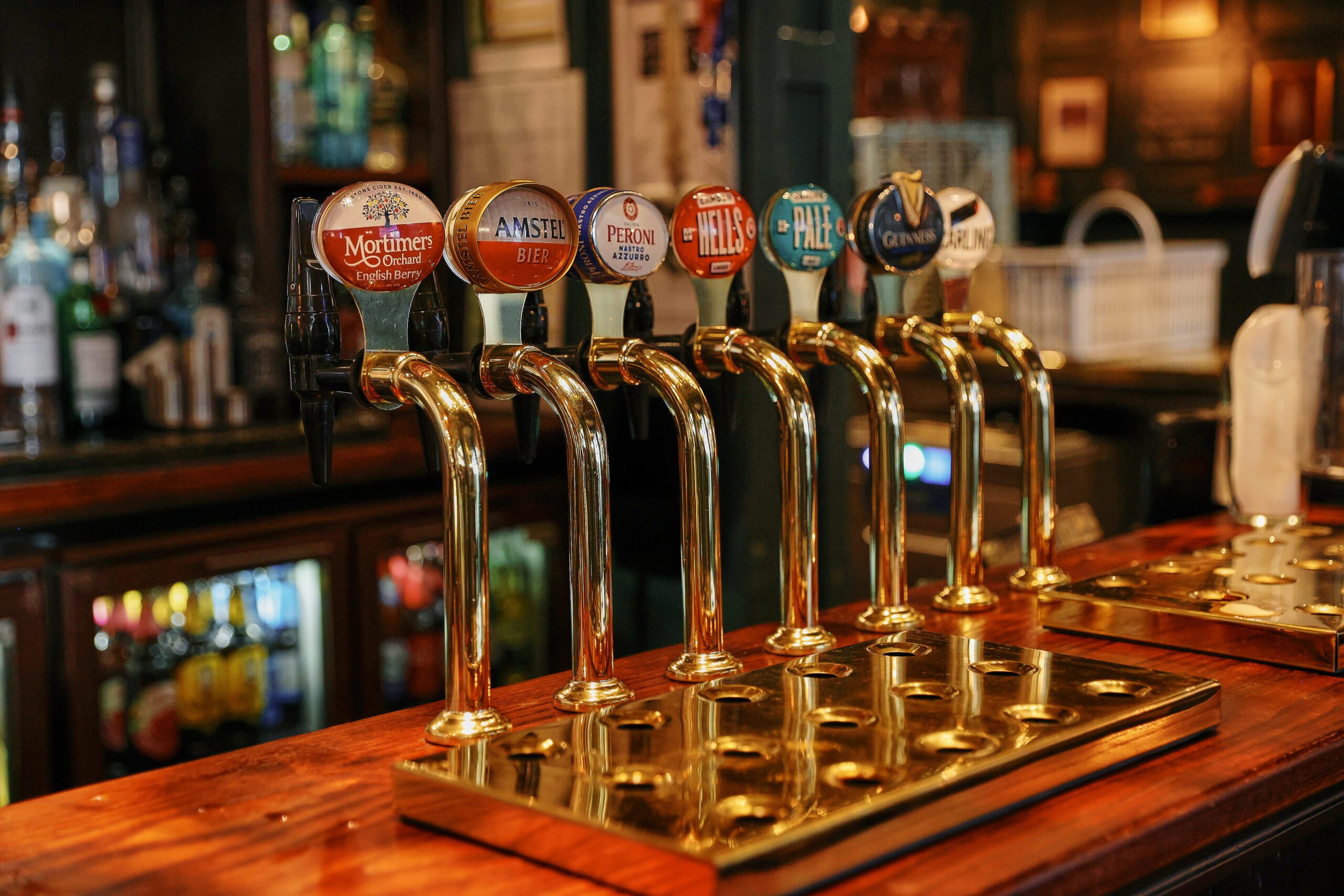 beer tap handles at a pub in Dublin, Ireland
