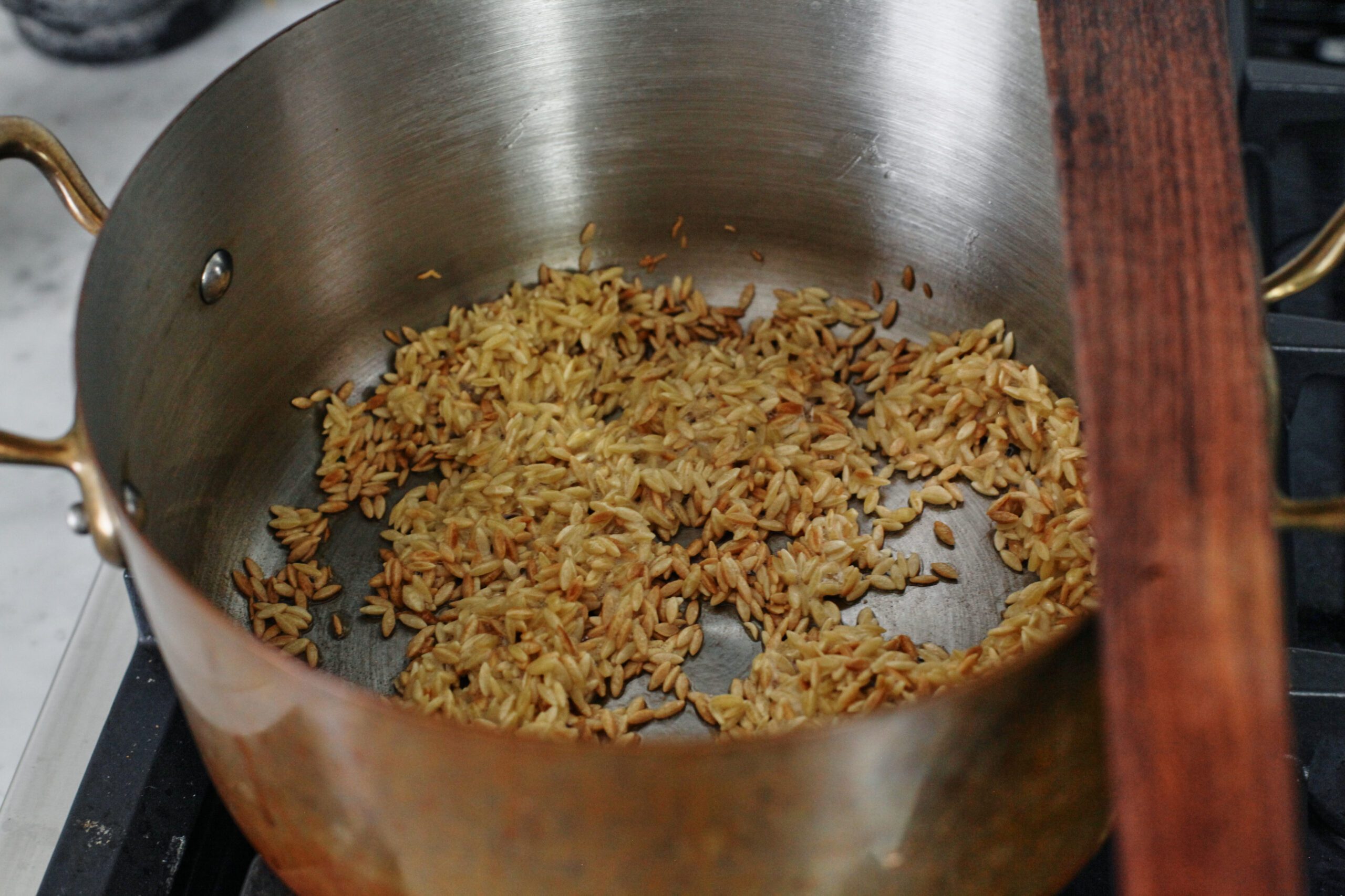 toasted orzo in butter