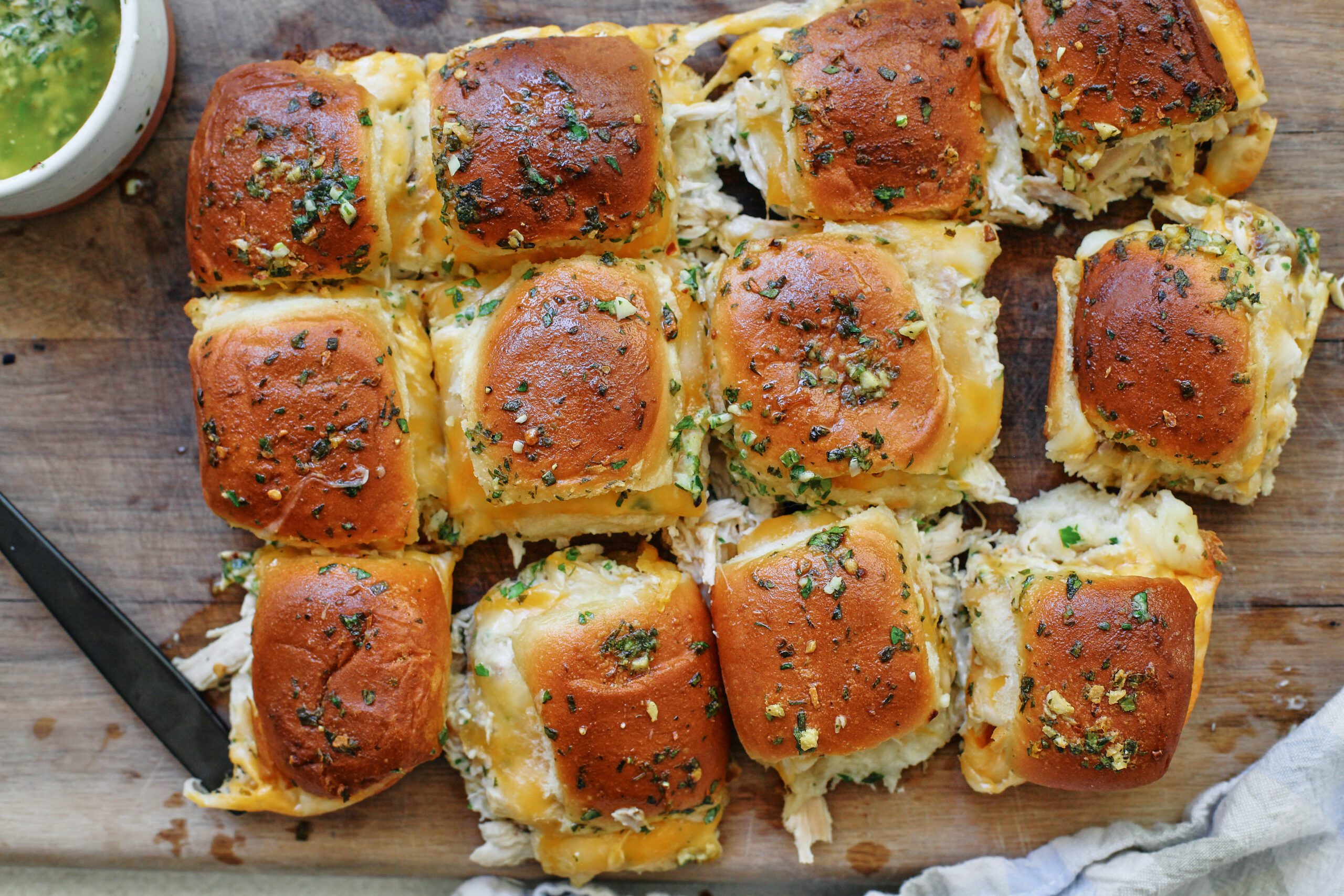 shredded chicken sliders with cowboy butter