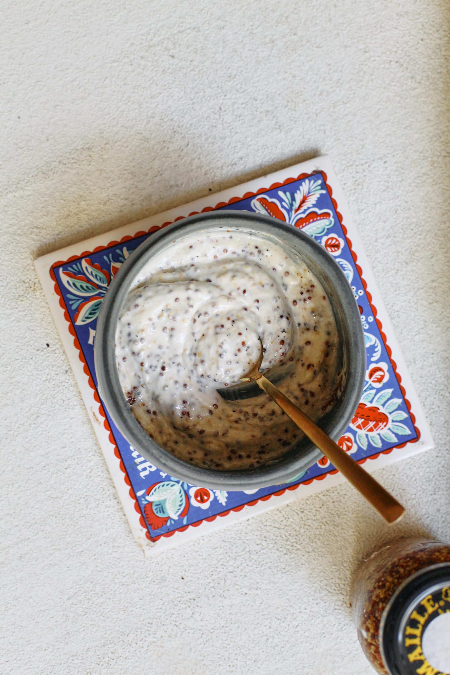 mustard sauce for sheet pan sausage, peppers, and potatoes