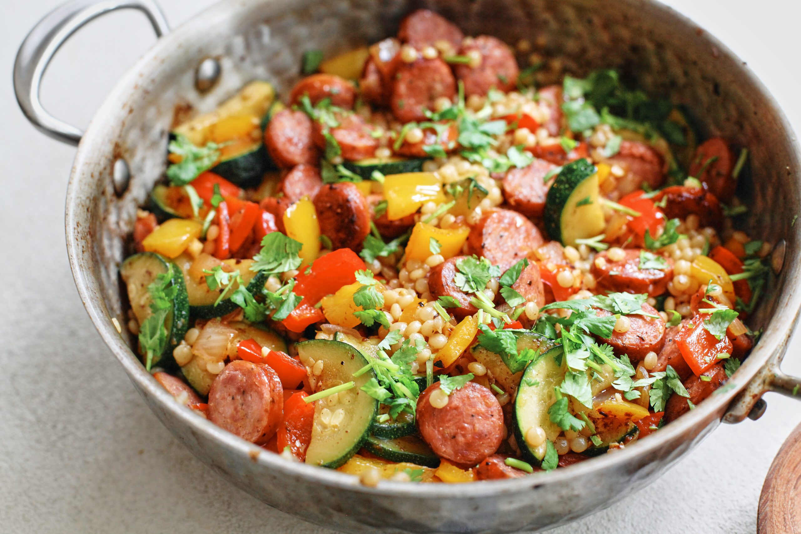 hatch chile sausage and veggie skillet