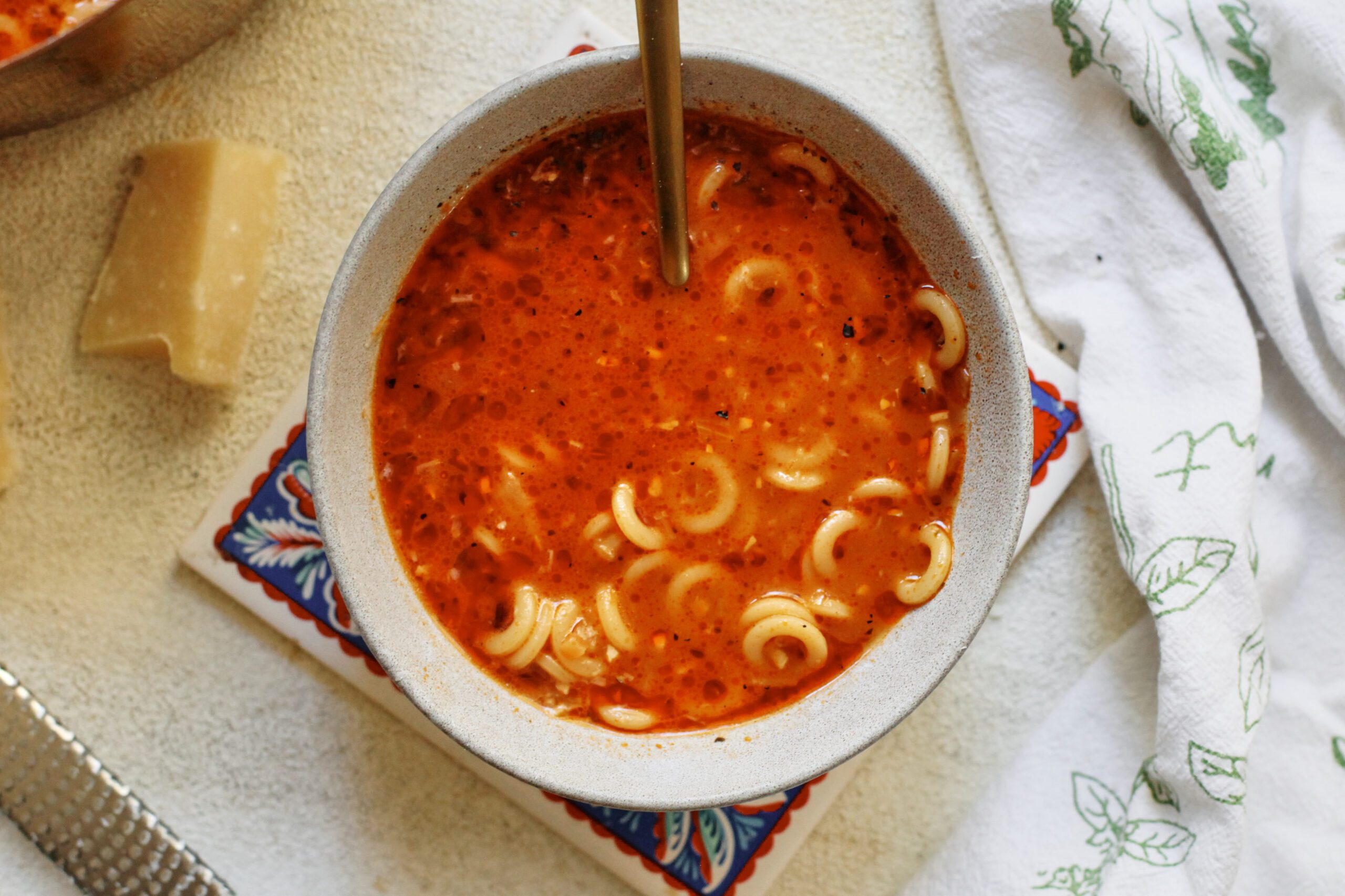 brothy parmesan spaghetti soup